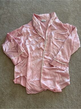 Pink Satin Button-Up Pajama Top LA intimates vintage